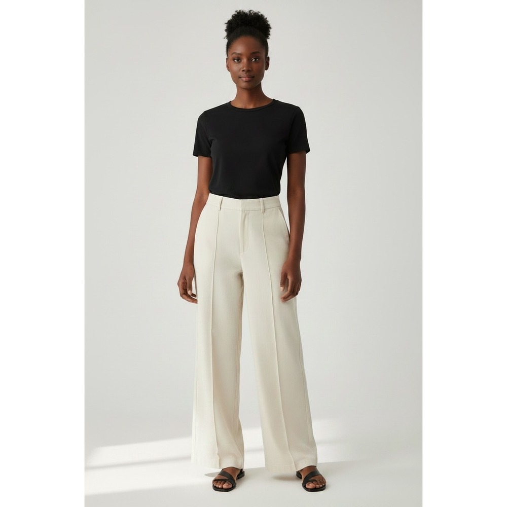 Cotton On Women Cream Wide Leg High Waisted Pintuck Trousers Size 6 US 10 AU